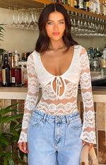 Angel White Lace Bodysuit Image