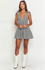 Angel Girl Black Gingham Mini Dress Image