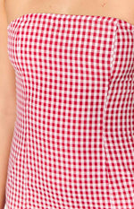 Angela Red Gingham Maxi Dress Image