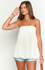 Angia White Strapless Top Image