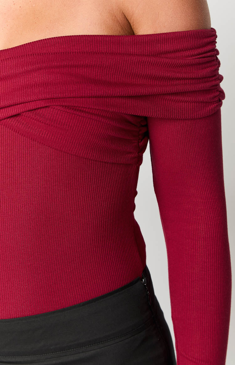 Ari Red Off Shoulder Bodysuit Image