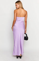 Ariella Lilac Satin Strapless Maxi Dress Image