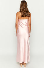 Ariella Pink Satin Strapless Maxi Dress Image