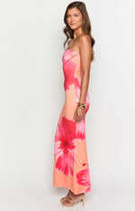 Arizona Orange Floral Print Maxi Dress Image