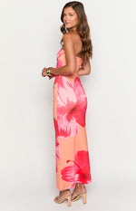 Arizona Orange Floral Print Maxi Dress Image