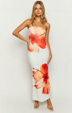 Arizona White Floral Print Maxi Dress Image