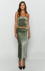 Arleth Green Velvet Maxi Skirt Image