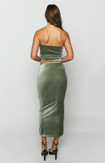 Arleth Green Velvet Maxi Skirt Image