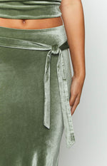 Arleth Green Velvet Maxi Skirt Image