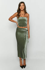 Arleth Green Velvet Maxi Skirt Image