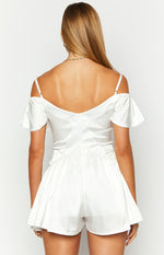 Asher White Satin Playsuit Image