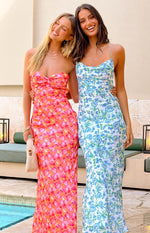 Ashley Pink And Orange Floral Formal Maxi Dress Image