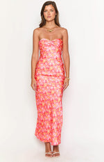 Ashley Pink And Orange Floral Formal Maxi Dress Image