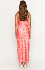 Ashley Pink And Orange Floral Formal Maxi Dress Image