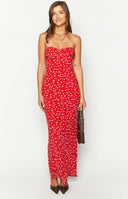 Ashley Red Floral Formal Maxi Dress