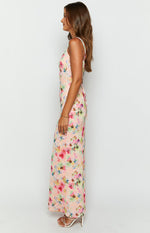 Aster Pink Floral Mesh Maxi Dress Image