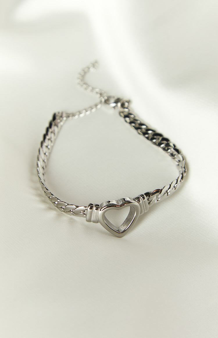 Atlas Silver Plated Stainless Steel Heart Bracelet Image