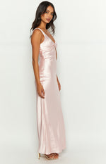 Attina Pink Satin Maxi Dress Image