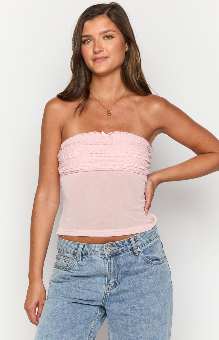 Aubrielle Pink Ruffle Top Image