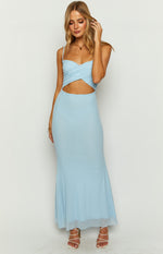 Avery Blue Mesh Maxi Dress Image