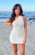 Ayse White Crochet Mini Dress Image