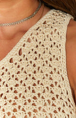 Ayse Beige Crochet Mini Dress Image