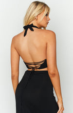 Aziel Black Knit Halter Top Image