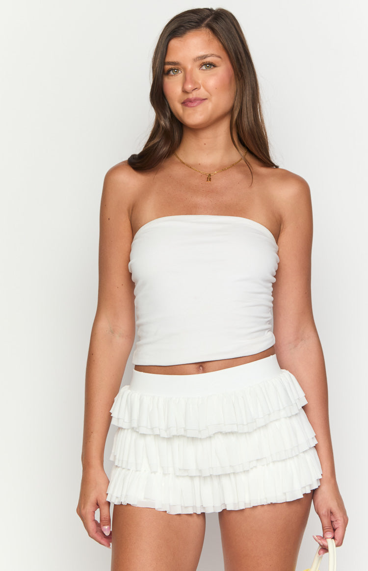 Belle White Ruffle Shorts Image