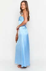 Blaise Blue Satin Maxi Dress Image