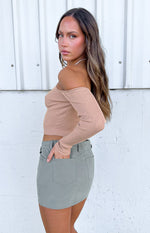 Back For You Light Brown Off Shoulder Top Image