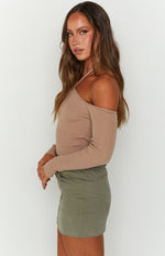 Back For You Light Brown Off Shoulder Top Image