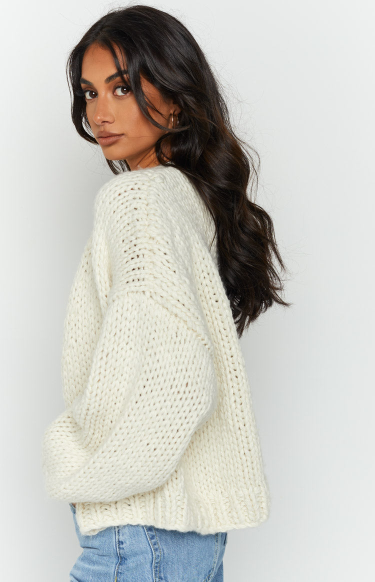 Bad Habits Cream Knit Cardigan Image