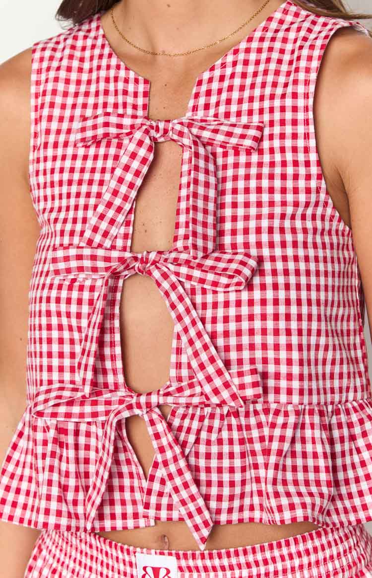 Baxter Red Gingham Top Image