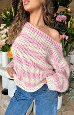 Bea Pink Striped Sweater Image