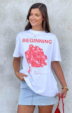 Beginning Rose White Tee Image