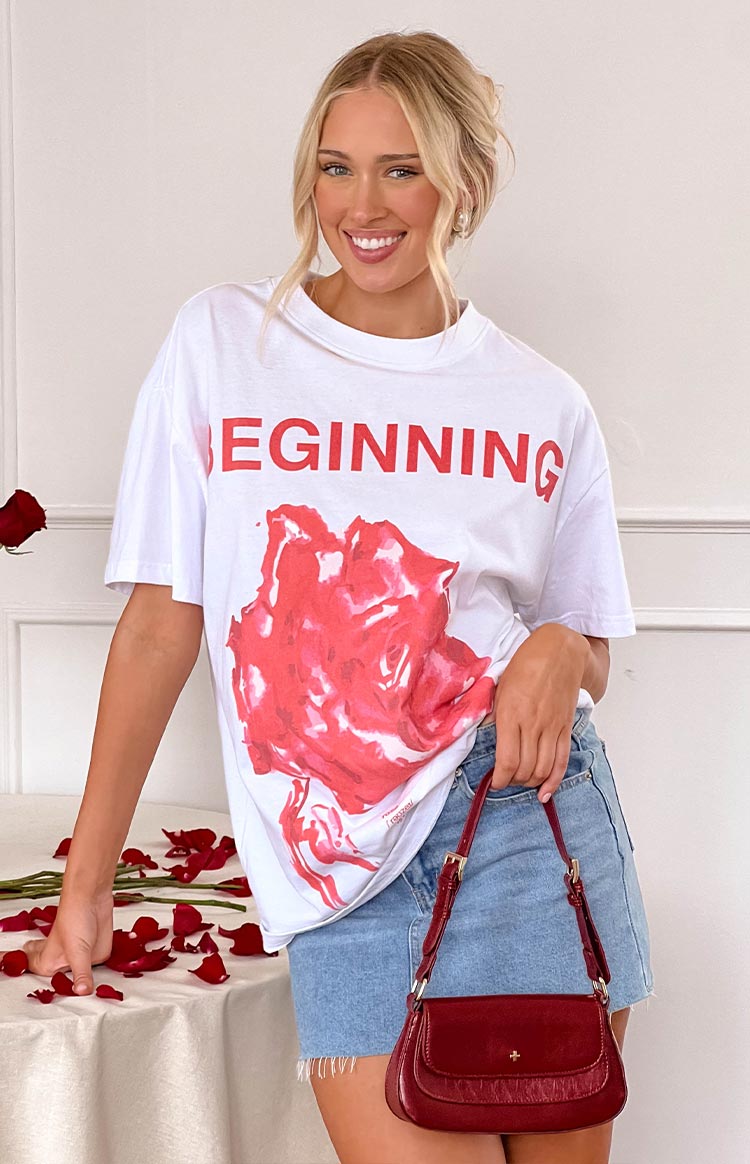 Beginning Rose White Tee Image