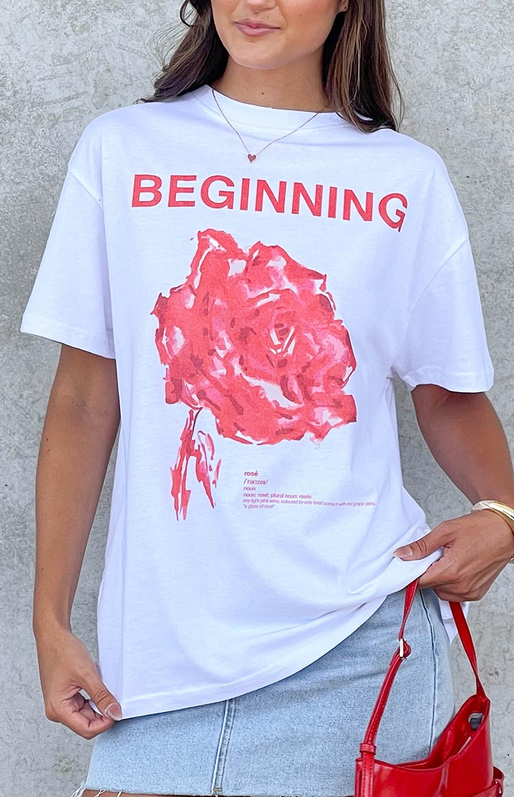 Beginning Rose White Tee Image