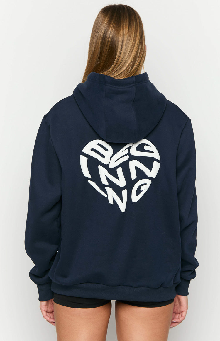 Beginning Navy Lovey Bubble Hoodie Image