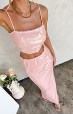 Bellah Pink Sequin Crop Top – Beginning Boutique