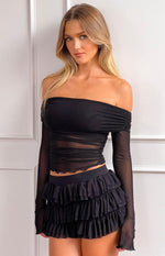 Belle Black Ruffle Shorts Image