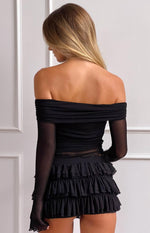 Belle Black Ruffle Shorts Image