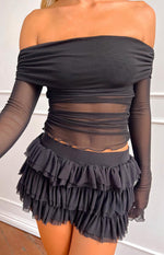 Belle Black Ruffle Shorts Image