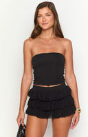 Belle Black Ruffle Shorts