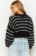 Belmont Black And White Striped Sweater Image