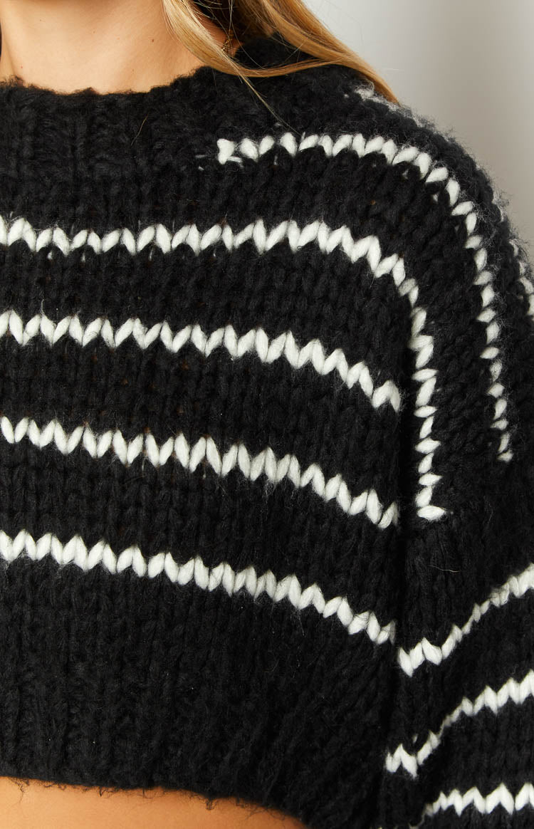 Belmont Black And White Striped Sweater Image