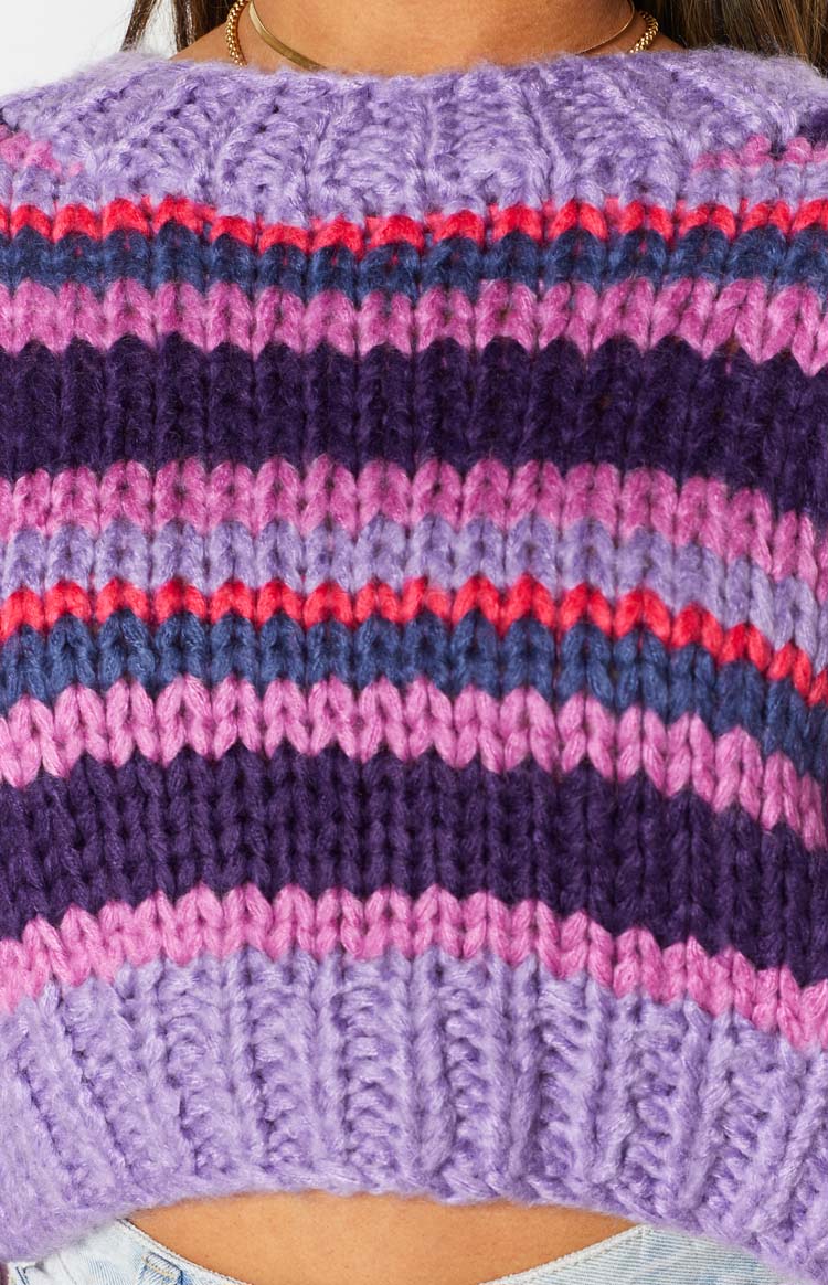 Belmont Stripe Sweater Purple