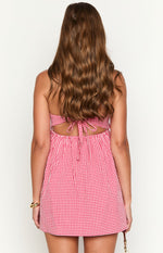 Berrie Red Gingham Strapless Mini Dress Image