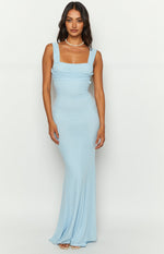 Beverley Baby Blue Mesh Maxi Dress Image