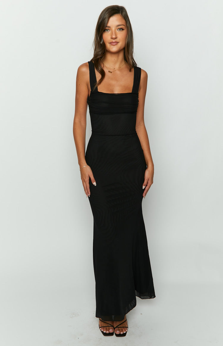 Beverley Black Mesh Maxi Dress Image