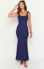 Beverley Navy Mesh Maxi Dress Image